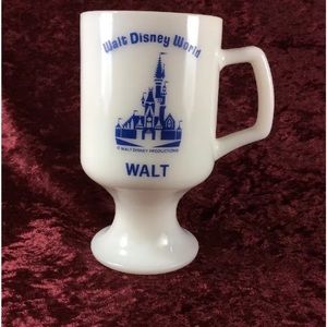 Vintage Walt Disney World Pedestal Mug Milk Glass